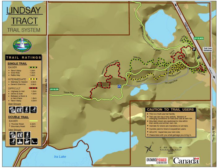 Lindsey MTB trail map