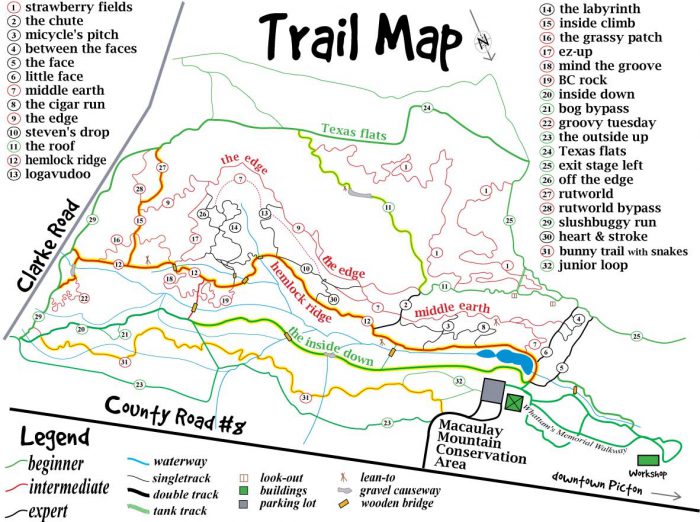 Macualay bike trail map