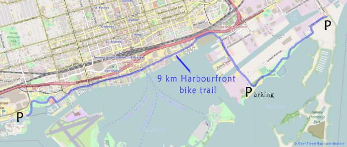 Harbourfront bike trail map