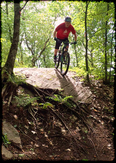 MTB rider on rock