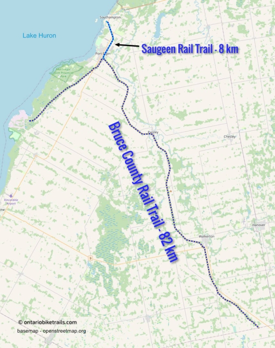 Bruce Saugeen rail trail map